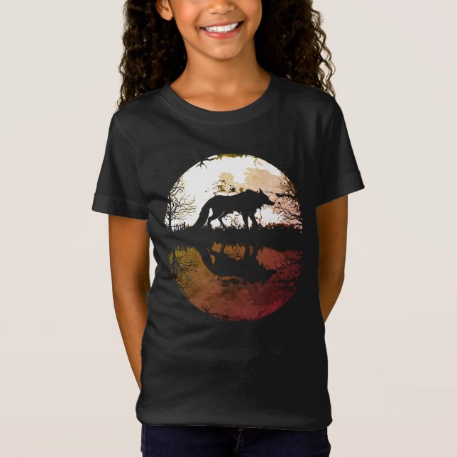 Lone Wolf Under the Full Moon T-Shirt (Front)