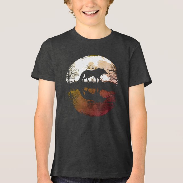 Lone Wolf Under the Full Moon Tri-Blend Shirt (Front)