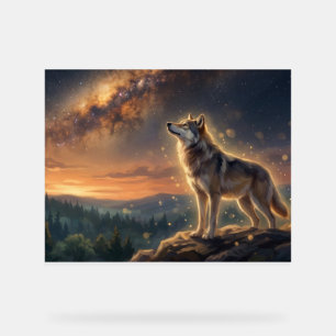Lone Wolf Under The Starry Milky Way Sky Acrylic Sign