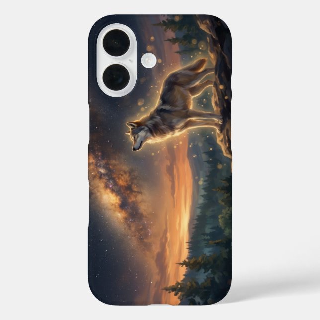 Lone Wolf Under The Starry Milky Way Sky Case-Mate iPhone Case (Back)