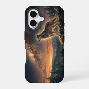 Lone Wolf Under The Starry Milky Way Sky iPhone 16 Case