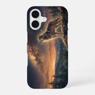 Lone Wolf Under The Starry Milky Way Sky iPhone 16 Case
