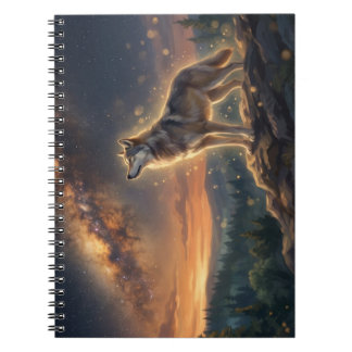 Lone Wolf Under The Starry Milky Way Sky Notebook
