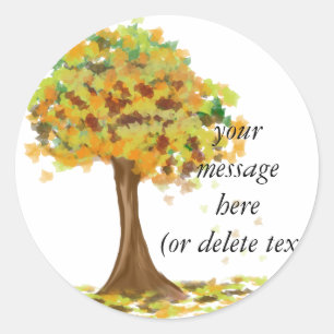 Lonely Autumn Tree Classic Round Sticker