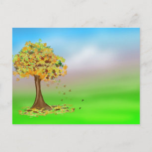 Lonely Autumn Tree Postcard