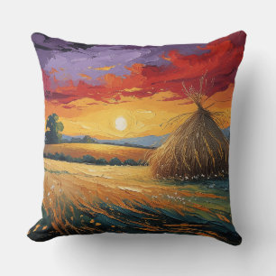 Lonely bird at sunset cushion