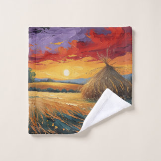 Lonely bird at sunset wash cloth
