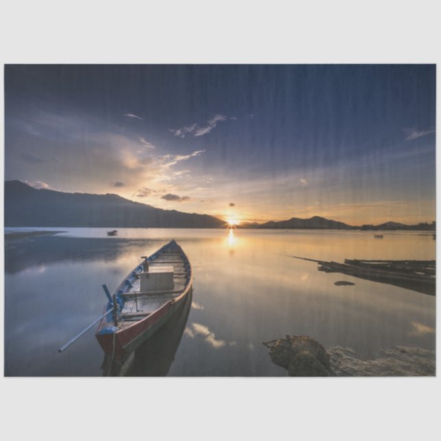 Lonely Boat Ocean 20-x30 Decoupage Tissue Paper (Front)