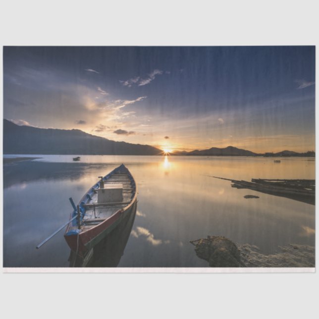 Lonely Boat Ocean Decoupage Tissue Paper (Front)