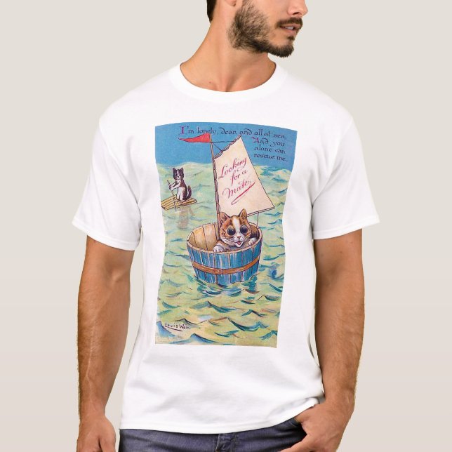 Lonely Cat at Sea, Louis Wain T-Shirt (Front)