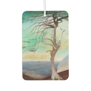 Lonely Cedar Tree Landscape Painting Car Air Freshener