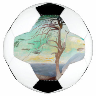 Lonely Cedar Tree Landscape Painting Football