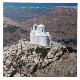 Lonely church in Greek mountains Tile
