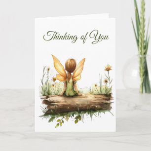 Lonely Fairy Sitting on a Log Card