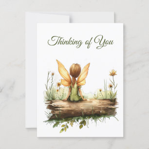 Lonely Fairy Sitting on a Log Postcard