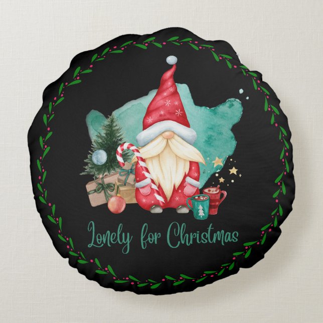 Lonely For Christmas Nome Ornament Round Cushion (Back)