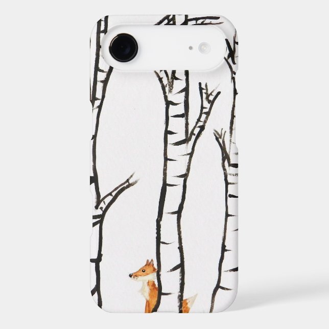 Lonely Fox in Birch Trees Case-Mate iPhone Case (Back)