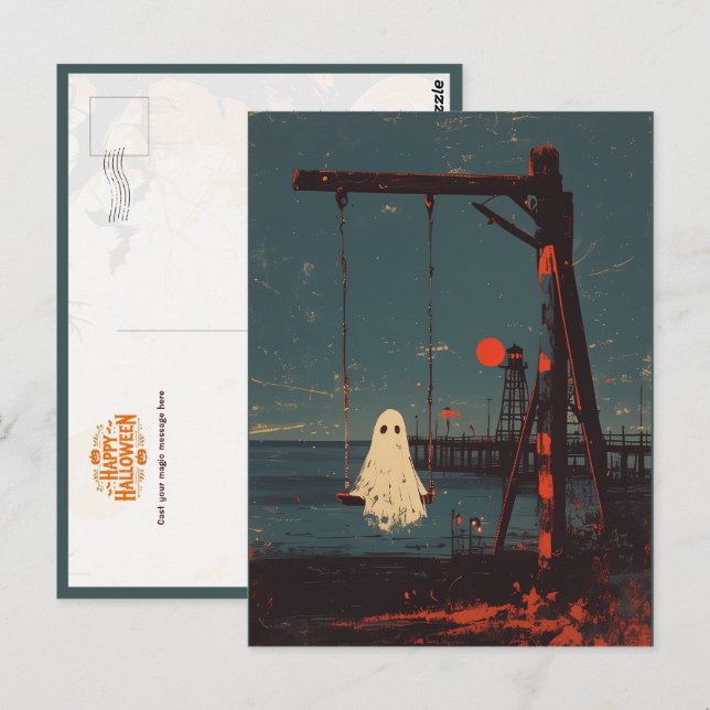 Lonely Ghost on the Swing at Seaside Postcard (Front/Back)