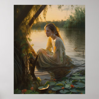 Lonely Girl's Surreal Lake Encounter Poster