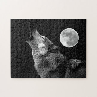 Lonely Grey Wolf & the Fullmoon Jigsaw Puzzle