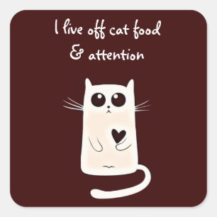 Lonely Hearts Cat Quote Square Sticker