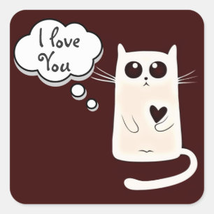 Lonely Hearts Cat Square Sticker