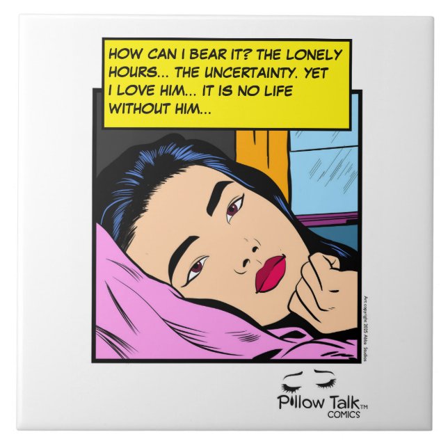 Lonely Hours Vintage Romance Comic Art Tile (Front)