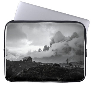 lonely house with misty mountains laptop sleeve