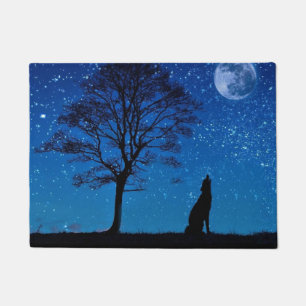 Lonely Howling Wolf Doormat