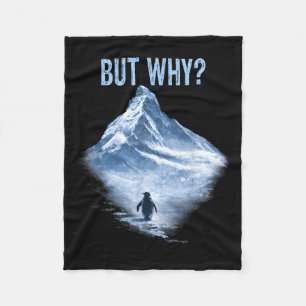 Lonely penguin journeying towards the mountains fleece blanket