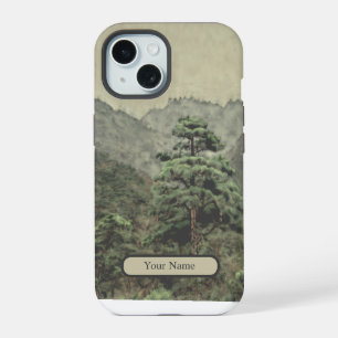 Lonely Pine Watercolor Landscape iPhone 15 Case