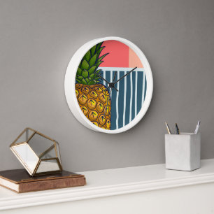 'Lonely pineapple'   quirky decor  Clock