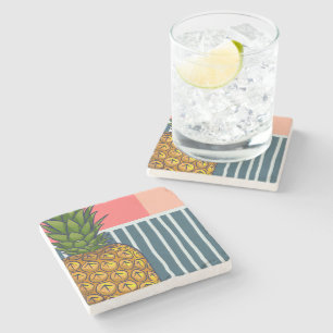 'Lonely pineapple' vibrant design Stone Coaster