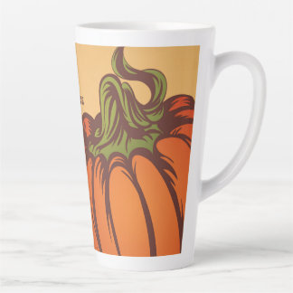Lonely pumpkin one the field. Autumn leaves fall. Latte Mug