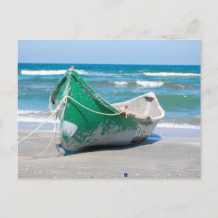 Lonely-row-boat607 Row boat ocean beach shore wave Postcard