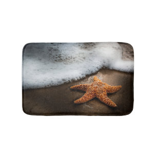 Lonely Starfish On The Beach Bath Mat