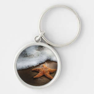 Lonely Starfish On The Beach Key Ring