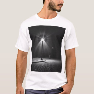 Lonely Streetlamp – A Haunting Charcoal Nocturne T-Shirt
