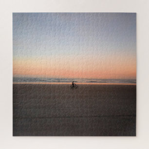 Lonely Sunrise Bike Ride on the Beach  -  20x20 Jigsaw Puzzle
