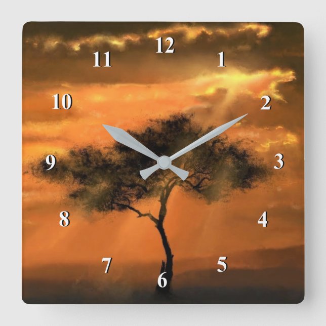 Lonely Tree Sunbeams Wall Clock (Front)