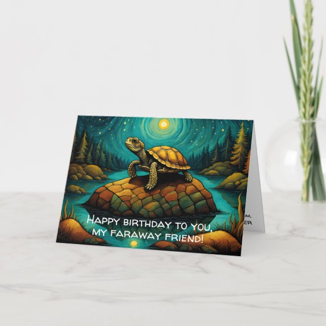 Lonely Turtle Long Distance Friend Birthday Card (Front)