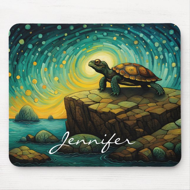 Lonely Turtle Thinking of You Name Mouse Mat (Front)