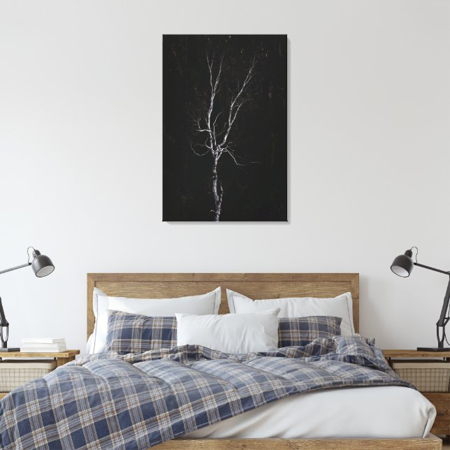 Lonely white tree canvas print (Insitu(Bedroom))