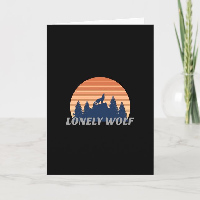 Lonely Wolf Awesome Howling Fade Sunset Silhouette Card (Front)