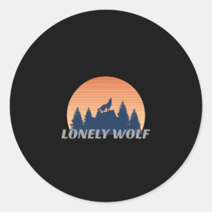 Lonely Wolf Awesome Howling Fade Sunset Silhouette Classic Round Sticker