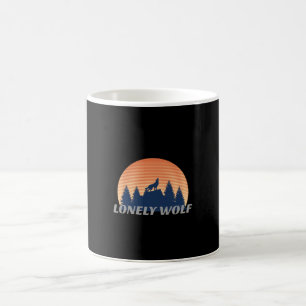 Lonely Wolf Awesome Howling Fade Sunset Silhouette Coffee Mug