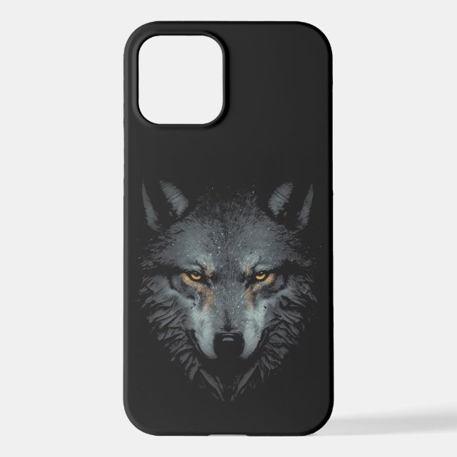 Lonely Wolf face black iPhone Case (Back)