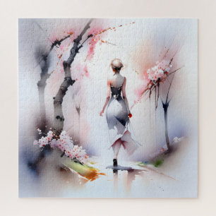 Lonely Woman Walking Jigsaw Puzzle