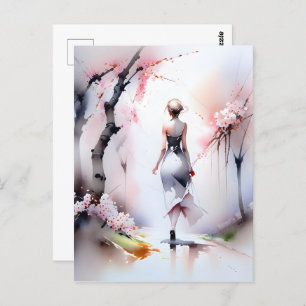 Lonely Woman Walking  Postcard