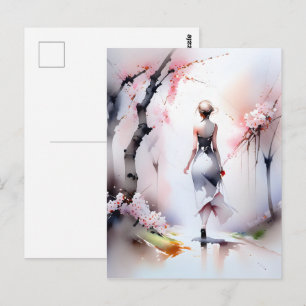 Lonely Woman Walking  Postcard